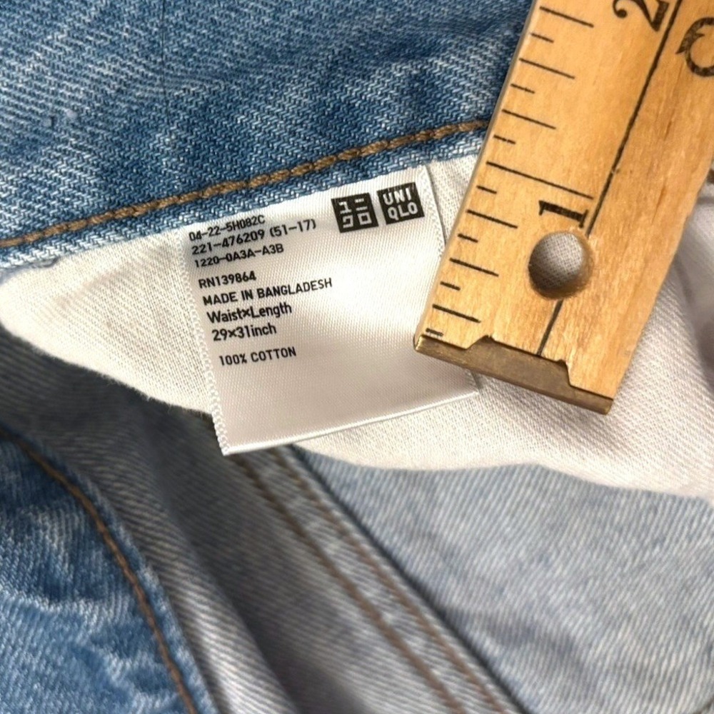 JW Anderson Uniqlo Straight Fit Denim Jeans Women 32x27 Medium Blue 100% Cotton - Picture 5 of 9